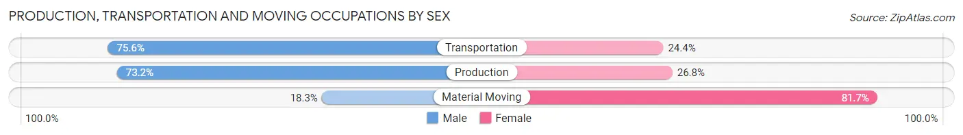 Production, Transportation and Moving Occupations by Sex in Zip Code 77019
