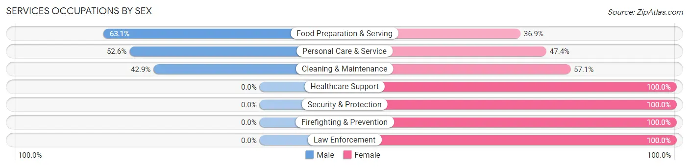 Services Occupations by Sex in Zip Code 77027