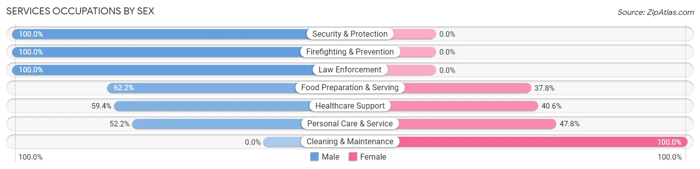 Services Occupations by Sex in Zip Code 77030