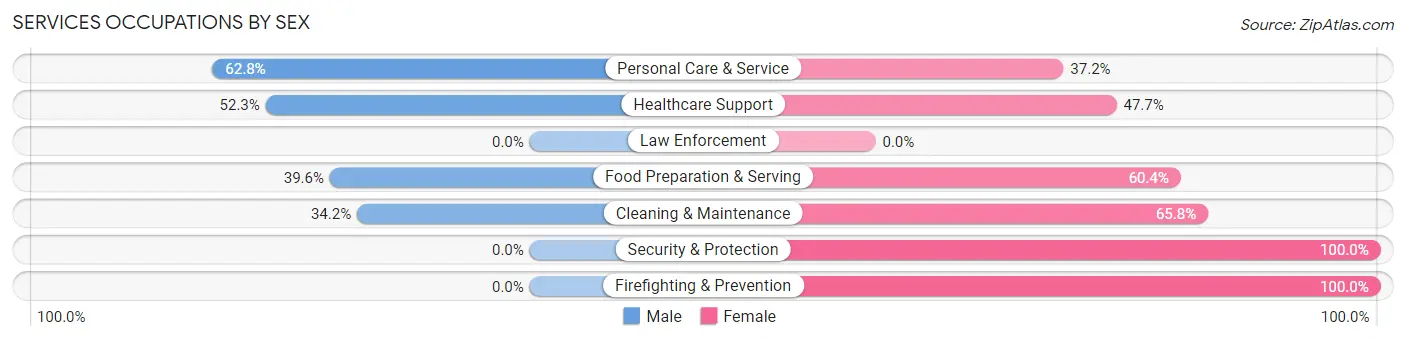 Services Occupations by Sex in Zip Code 77031