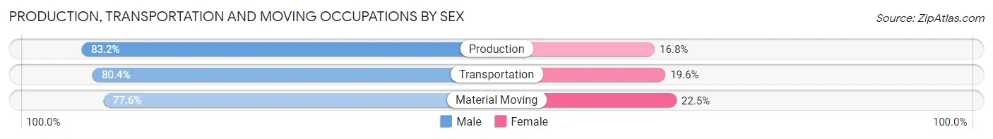 Production, Transportation and Moving Occupations by Sex in Zip Code 77035