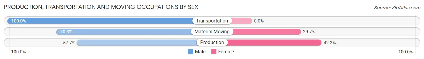 Production, Transportation and Moving Occupations by Sex in Zip Code 77061