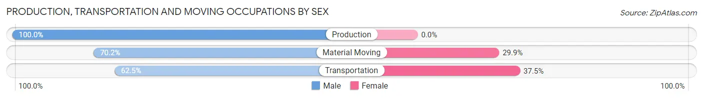 Production, Transportation and Moving Occupations by Sex in Zip Code 77069