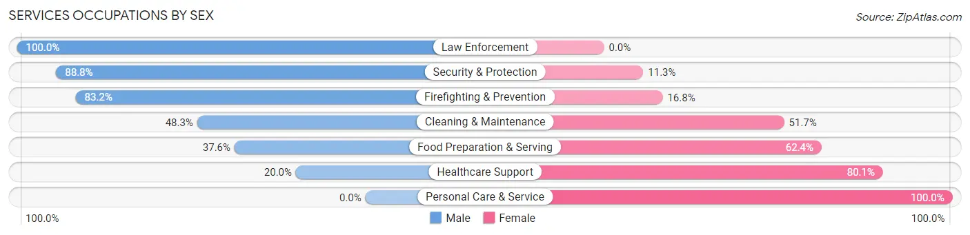 Services Occupations by Sex in Zip Code 77087