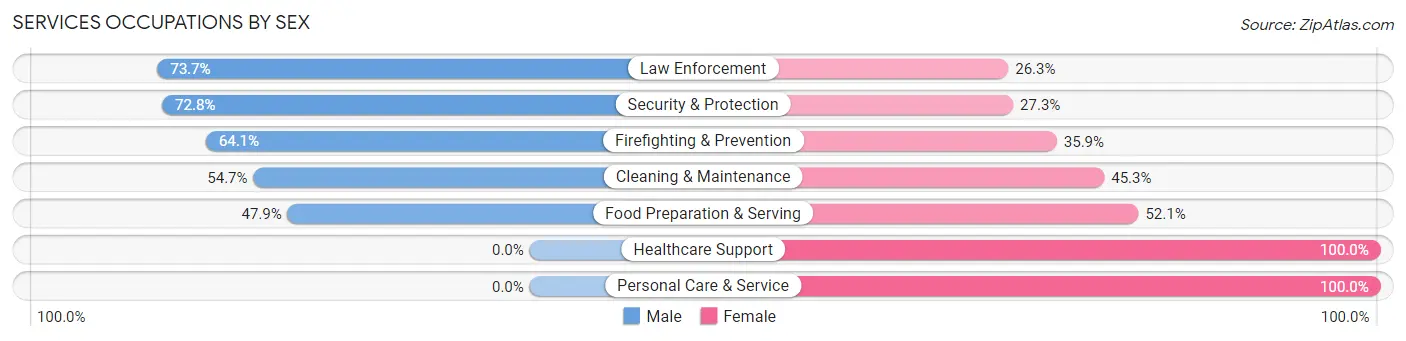 Services Occupations by Sex in Zip Code 77303