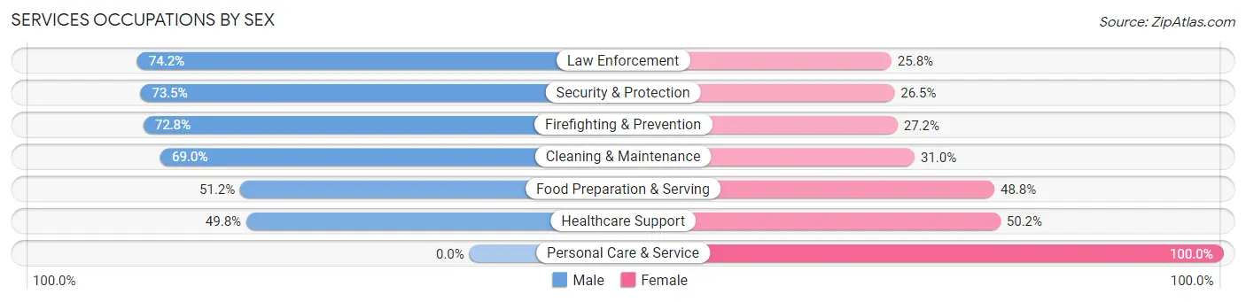 Services Occupations by Sex in Zip Code 77375