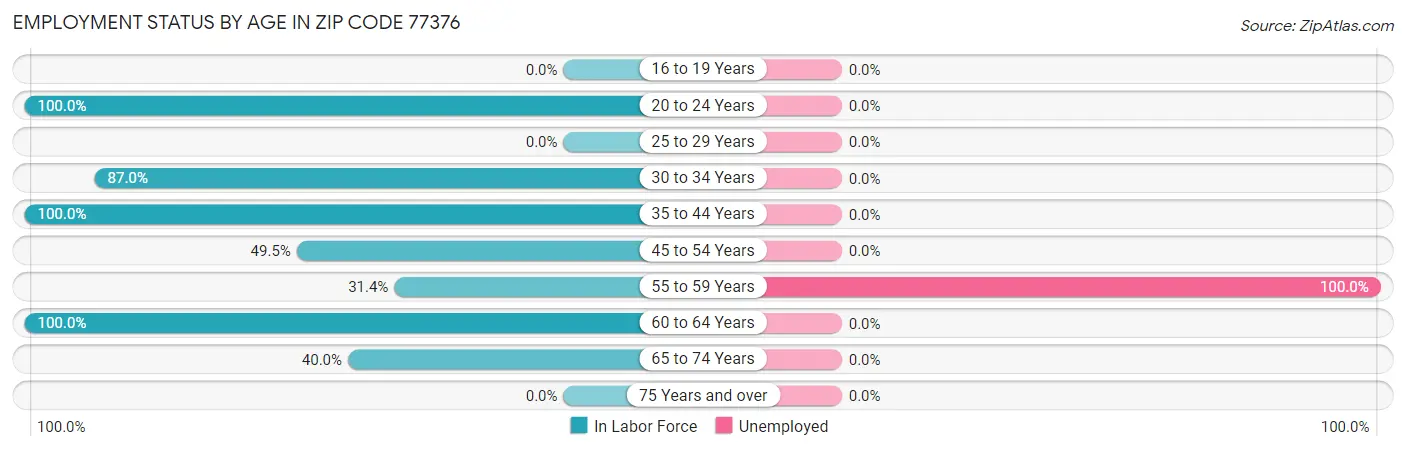 Employment Status by Age in Zip Code 77376