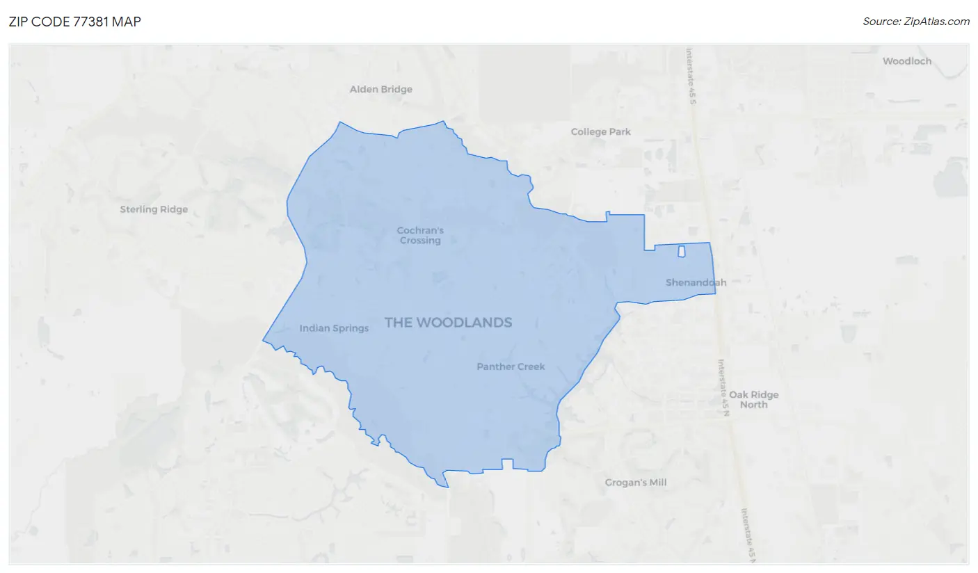 Zip Code 77381 Map