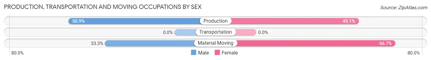Production, Transportation and Moving Occupations by Sex in Zip Code 77430