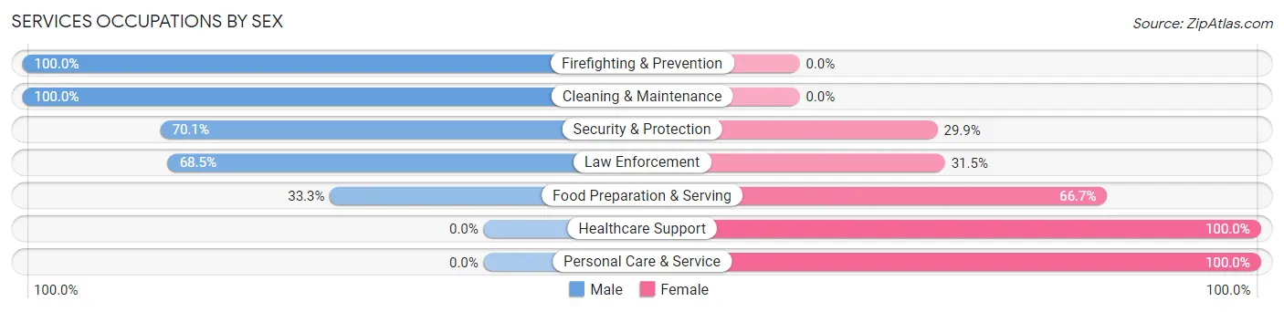 Services Occupations by Sex in Zip Code 77435