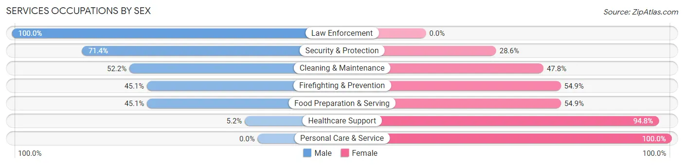 Services Occupations by Sex in Zip Code 77437