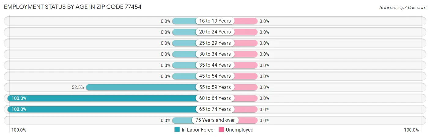 Employment Status by Age in Zip Code 77454