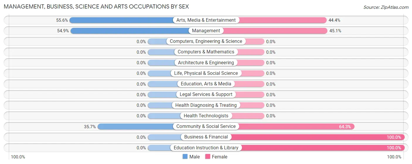Management, Business, Science and Arts Occupations by Sex in Zip Code 77466