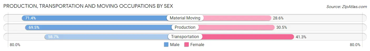 Production, Transportation and Moving Occupations by Sex in Zip Code 77484