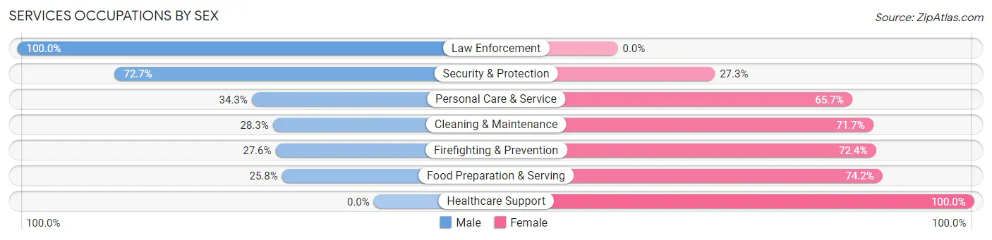 Services Occupations by Sex in Zip Code 77503