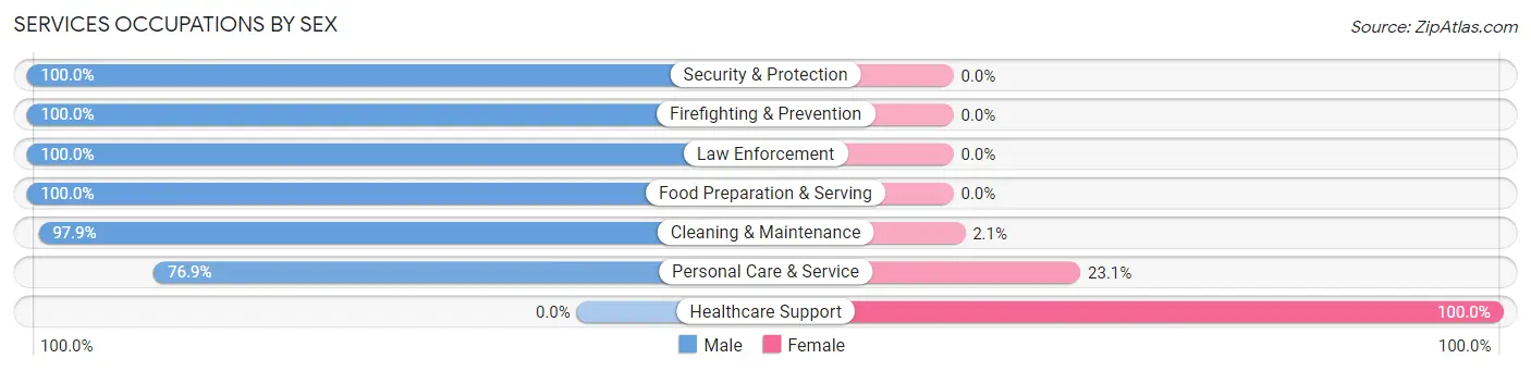 Services Occupations by Sex in Zip Code 77534