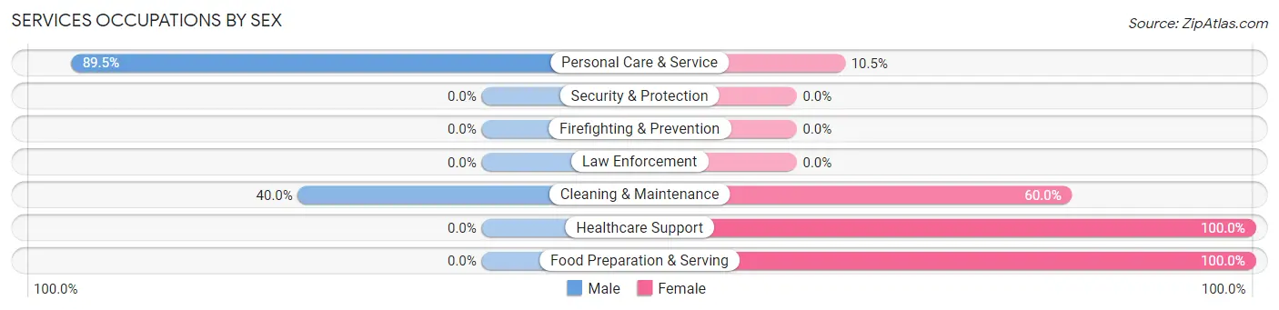 Services Occupations by Sex in Zip Code 77538