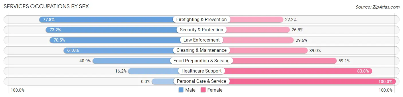 Services Occupations by Sex in Zip Code 77575