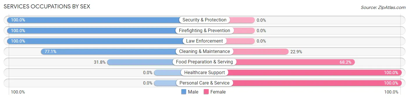 Services Occupations by Sex in Zip Code 77612