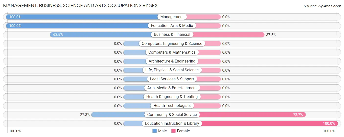 Management, Business, Science and Arts Occupations by Sex in Zip Code 77624