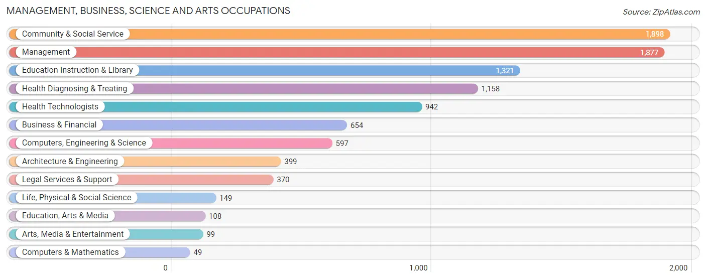 Management, Business, Science and Arts Occupations in Zip Code 77706