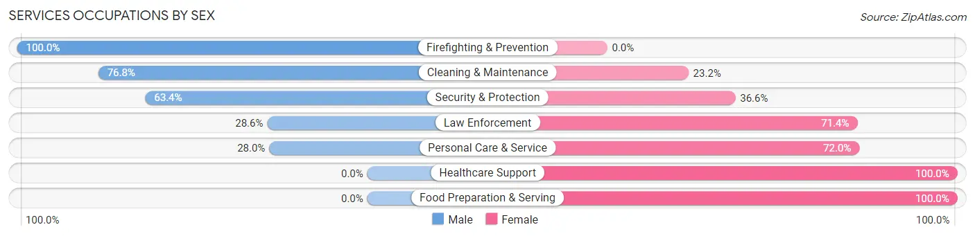 Services Occupations by Sex in Zip Code 77856