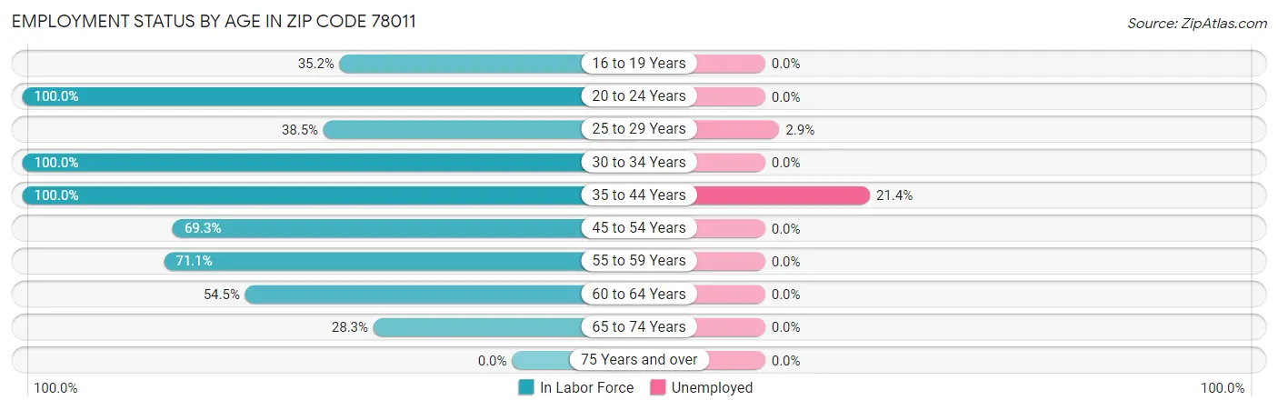 Employment Status by Age in Zip Code 78011