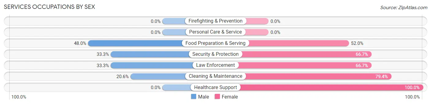 Services Occupations by Sex in Zip Code 78011