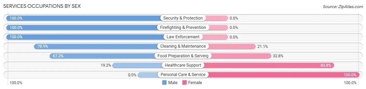 Services Occupations by Sex in Zip Code 78016
