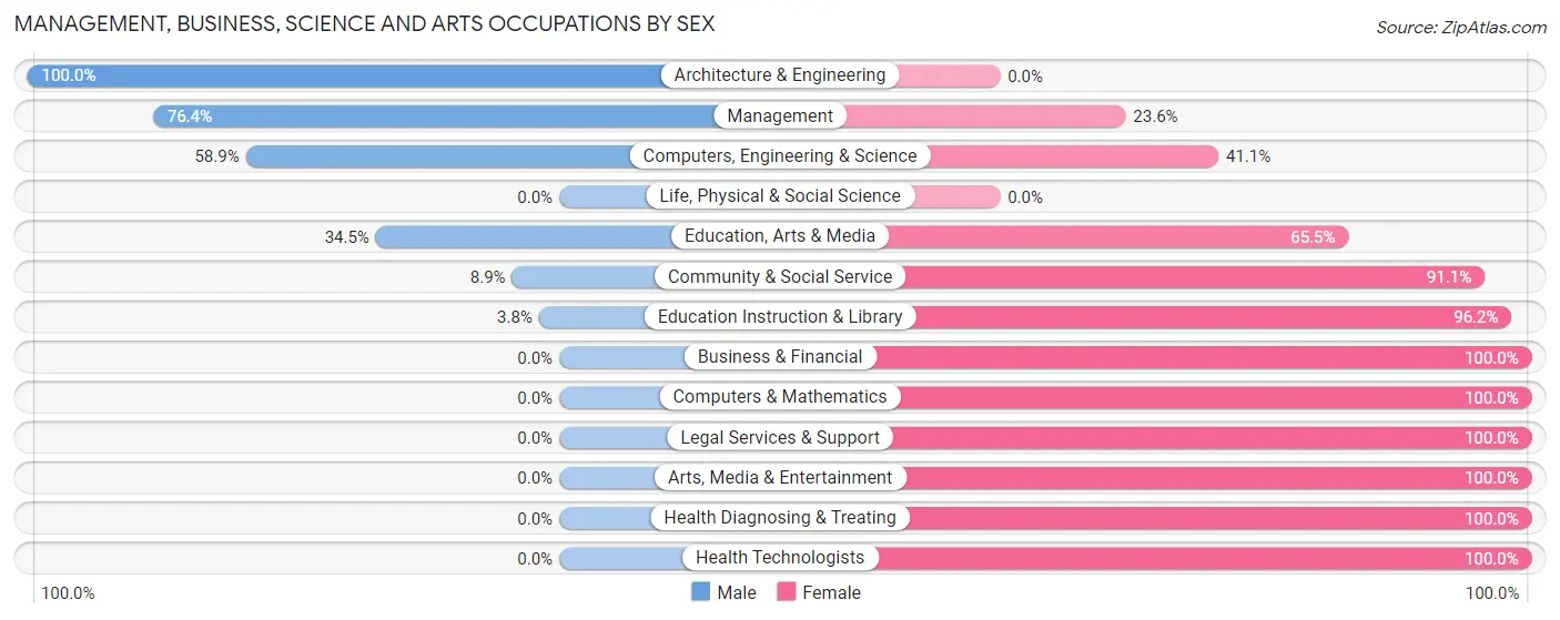 Management, Business, Science and Arts Occupations by Sex in Zip Code 78022