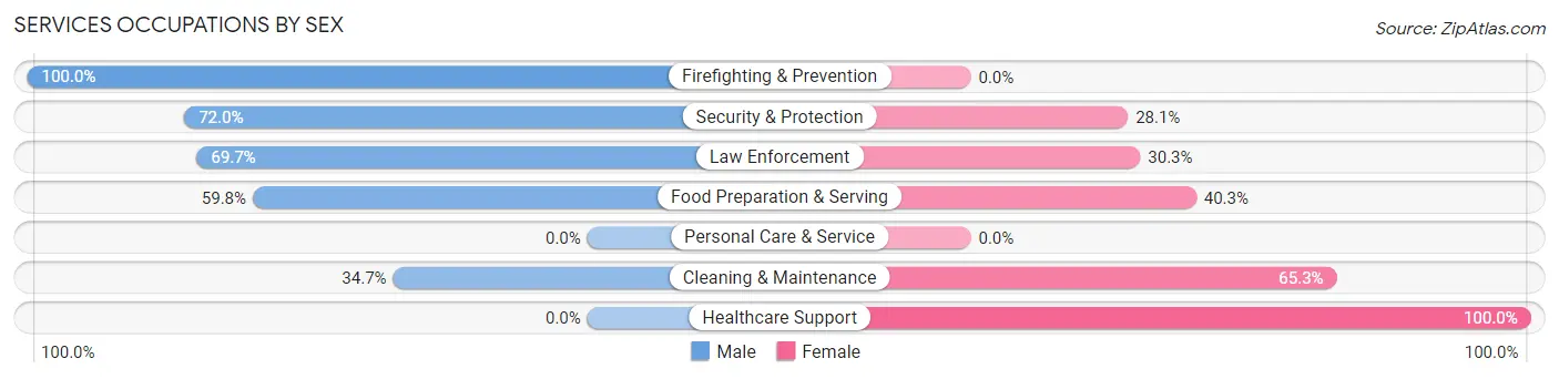 Services Occupations by Sex in Zip Code 78022