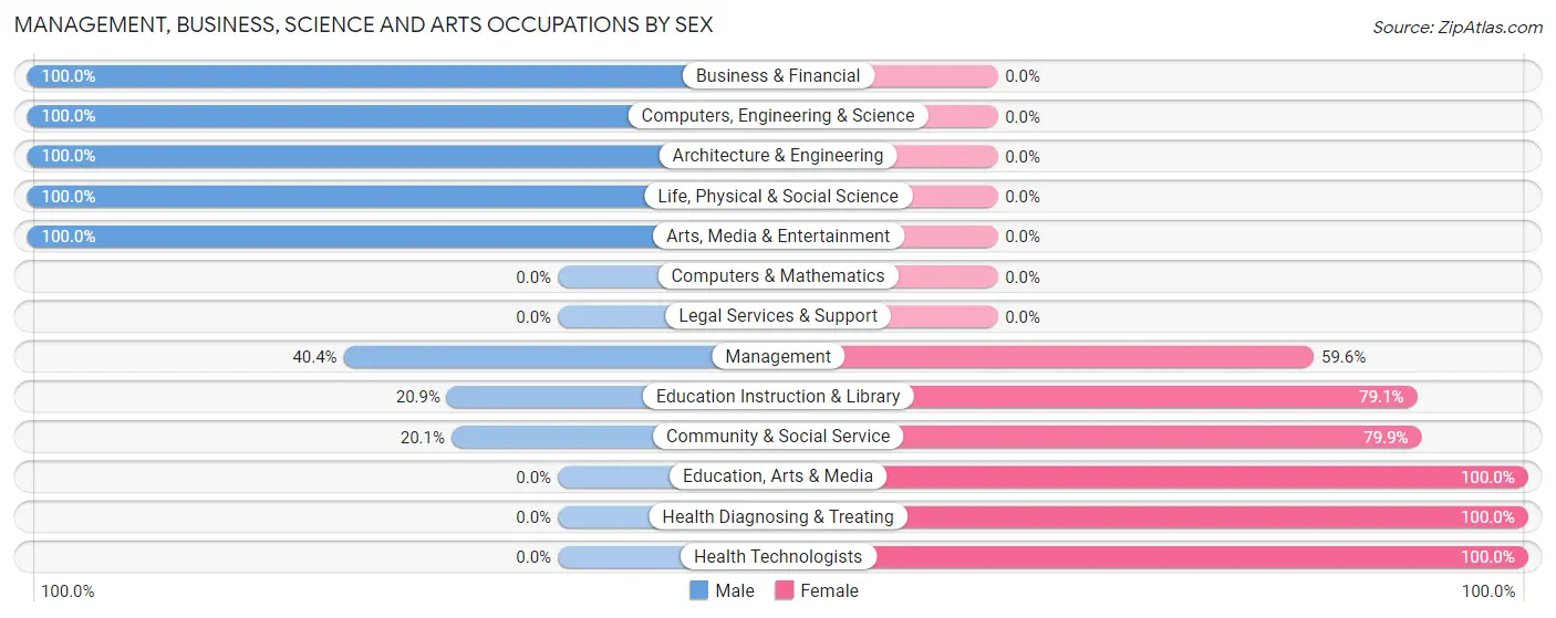 Management, Business, Science and Arts Occupations by Sex in Zip Code 78026