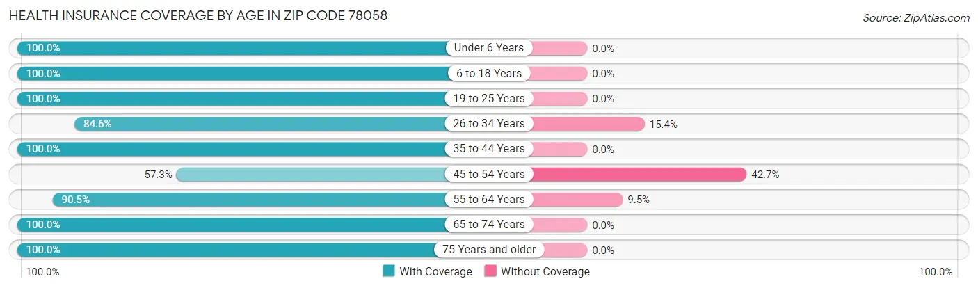 Health Insurance Coverage by Age in Zip Code 78058