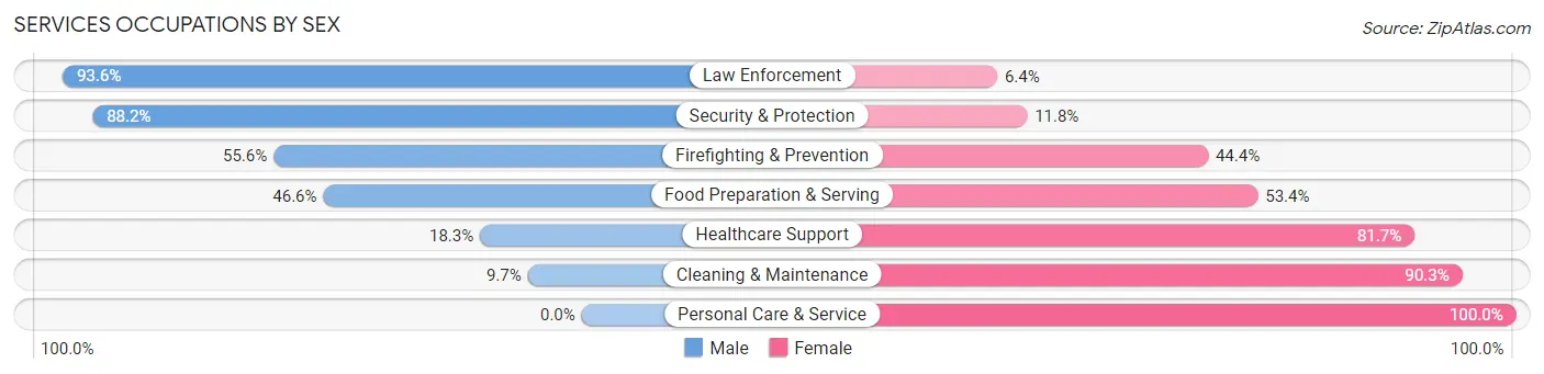 Services Occupations by Sex in Zip Code 78076