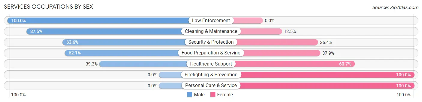Services Occupations by Sex in Zip Code 78118