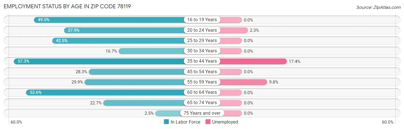 Employment Status by Age in Zip Code 78119