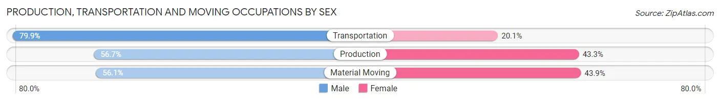 Production, Transportation and Moving Occupations by Sex in Zip Code 78124