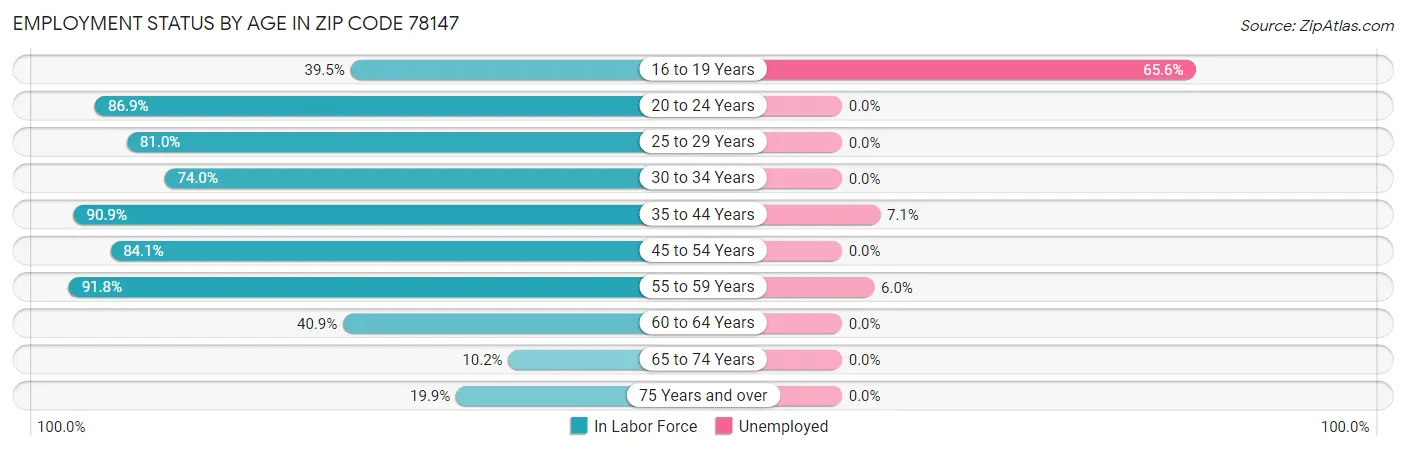 Employment Status by Age in Zip Code 78147