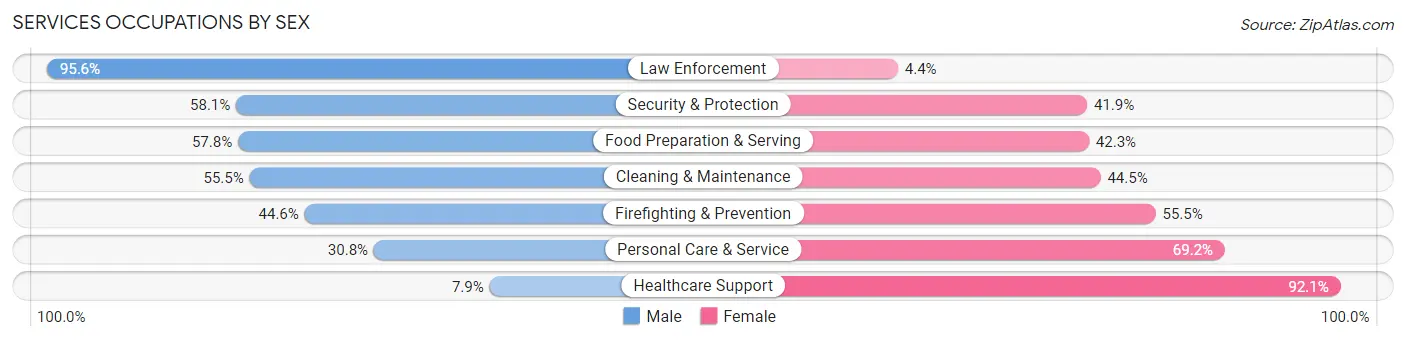 Services Occupations by Sex in Zip Code 78201