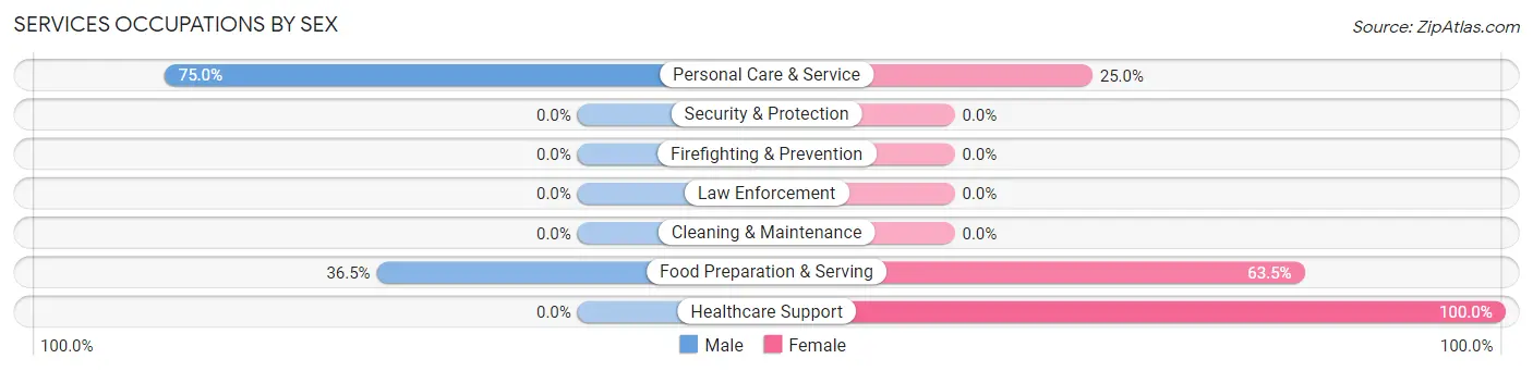 Services Occupations by Sex in Zip Code 78205