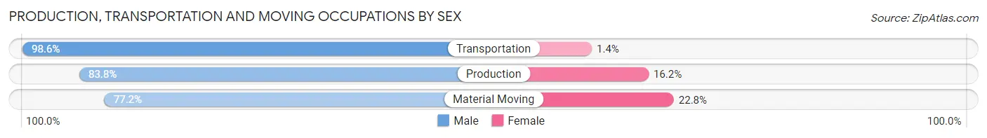Production, Transportation and Moving Occupations by Sex in Zip Code 78222