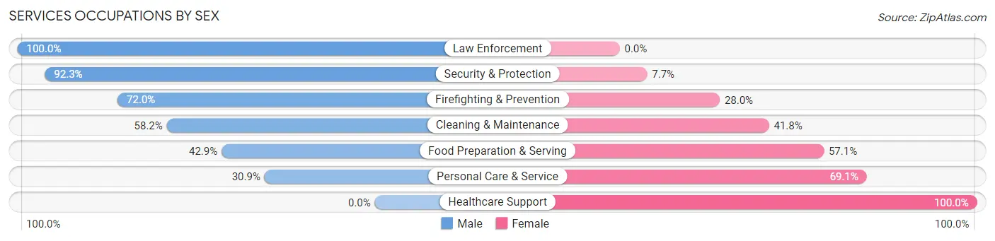 Services Occupations by Sex in Zip Code 78224