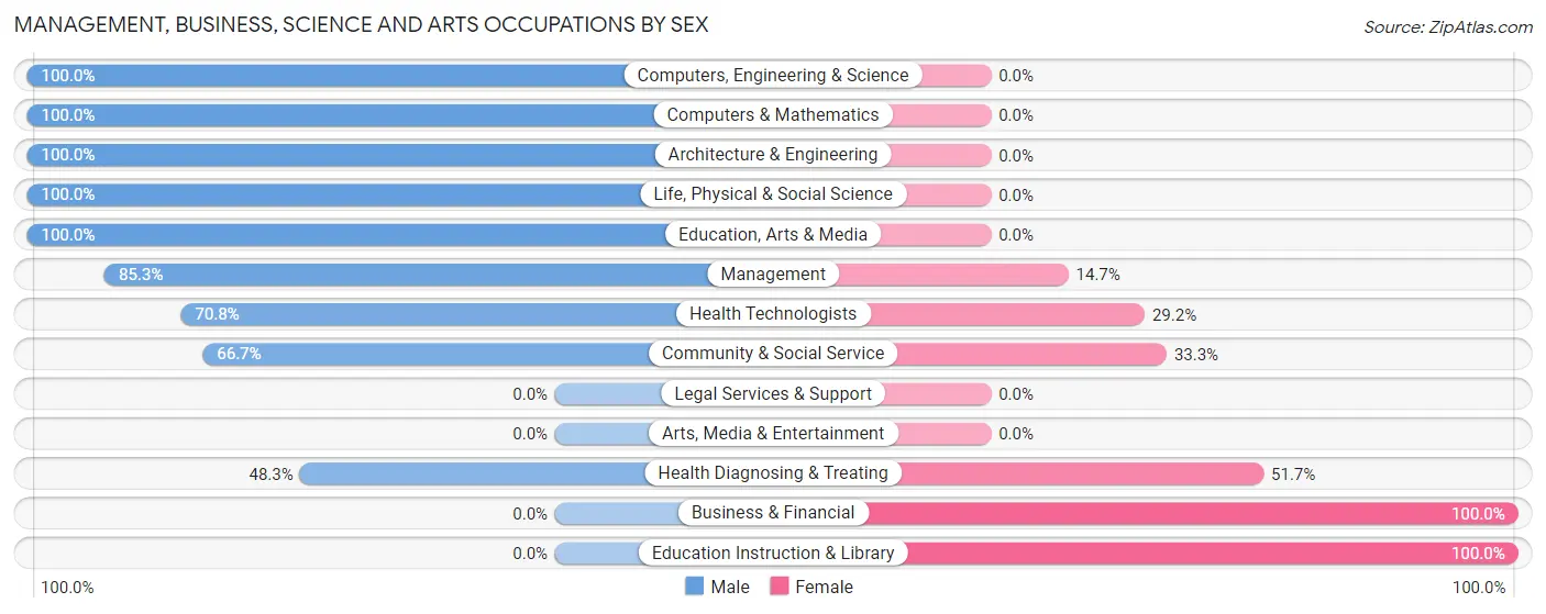 Management, Business, Science and Arts Occupations by Sex in Zip Code 78236