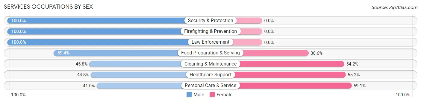 Services Occupations by Sex in Zip Code 78248