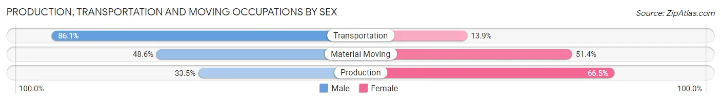 Production, Transportation and Moving Occupations by Sex in Zip Code 78259