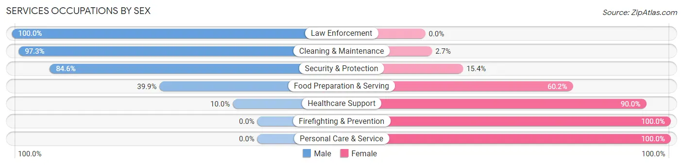 Services Occupations by Sex in Zip Code 78355