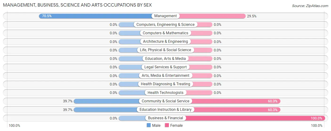 Management, Business, Science and Arts Occupations by Sex in Zip Code 78357