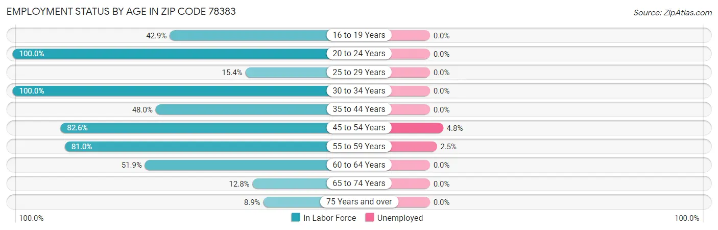 Employment Status by Age in Zip Code 78383