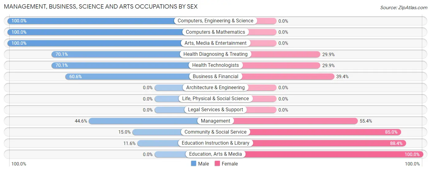 Management, Business, Science and Arts Occupations by Sex in Zip Code 78383