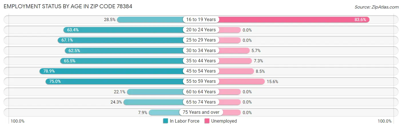 Employment Status by Age in Zip Code 78384